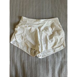 Lululemon Speed Up High Rise Lined Short 4" Womens 8 White Running Zip Pocket